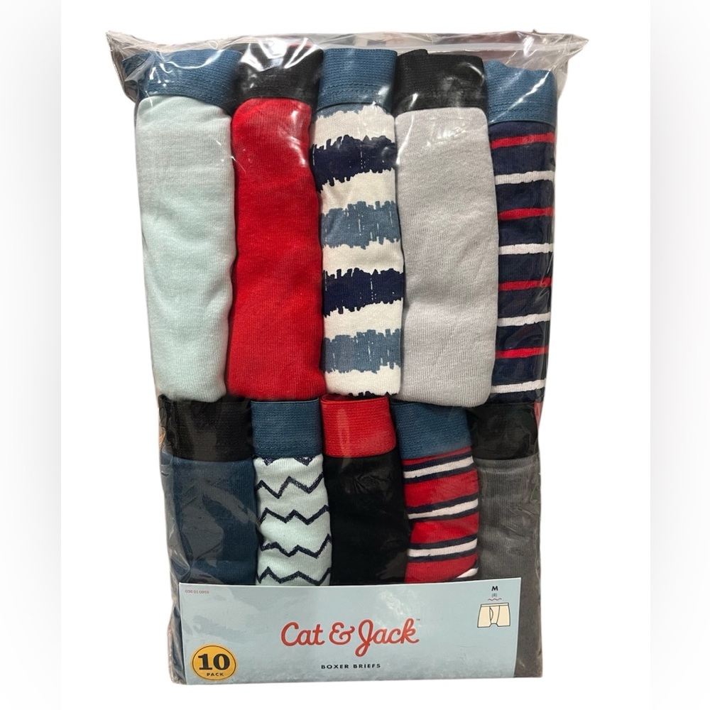 NWT Cat & Jack 10 Pack 100% Cotton Boxer Briefs Multi Colors Size Medium 8